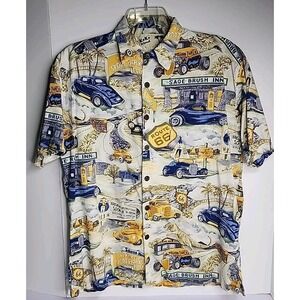 Koko Island Mens Route 66 Hot Rod Vintage Graphic Button Down Shirt Medium USA